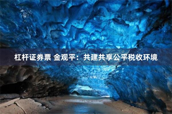 杠杆证券票 金观平：共建共享公平税收环境